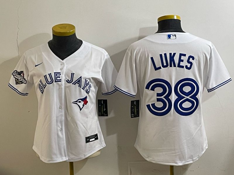 Women 2025 Nike Toronto Blue Jays #38 Lukes White Game MLB Jersey 04->women mlb jersey->Women Jersey